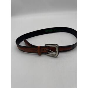 Resistol 43022 Black/ brown Leather Belt Adjustable 36/90 with Pewter buckle